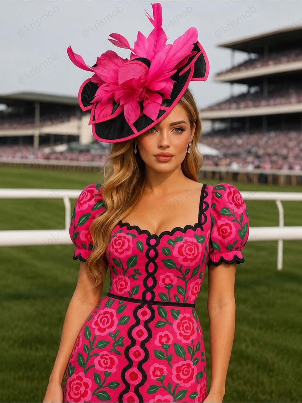 Hot Pink Black Feather Fascinator Hat – Derby, Wedding, or Garden Party Elegance